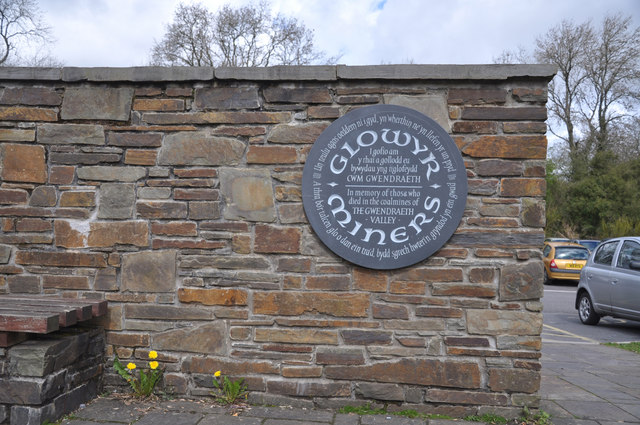 A stone memorial tablet at Pontyberem commemorating miners who died in the coal mines of the Gwendraeth Valley.