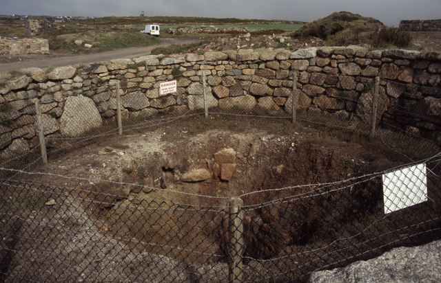 The site of the man engine shaft at Levant Mine, where the steam-powered man engine broke in 1919.