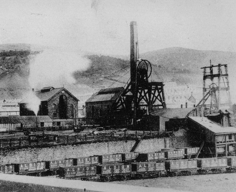 The colliery's surface buildings and headgear, photographed around 1894, shortly before the explosion.