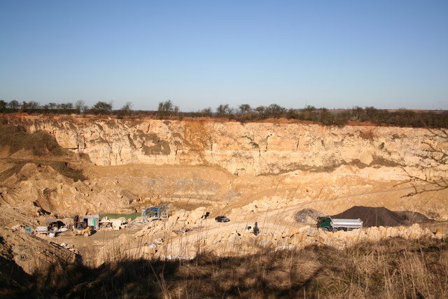 One of the working quarries at Ancaster, source of the cream oolitic Ancaster stone.