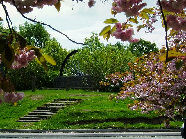 A colliery winding wheel preserved on the site of Baddesley Colliery, Baxterley, where thirty-two men died in 1882.
