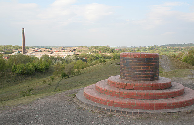 The toposcope at Baggeridge Country Park, on the site of the former colliery, with the former Baggeridge Brickworks visible beyond.