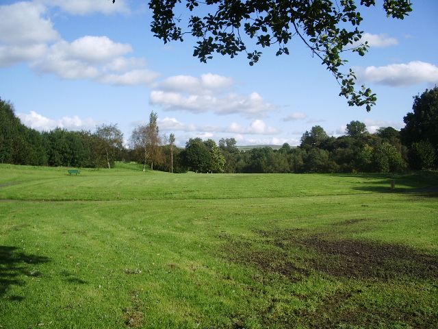 Open grassland on the cleared site of Bank Hall Colliery at Burnley, which was demolished in 1971–72 and is now part of Brun Valley Forest Park