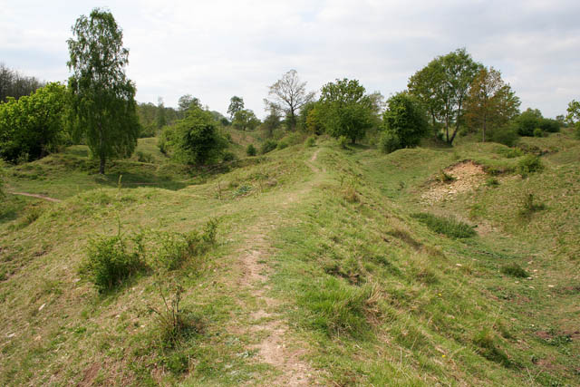 The hummocky grassland of Barnack Hills and Holes, Cambridgeshire — the direct surviving footprint of the medieval quarry pits that supplied stone for Peterborough and Ely Cathedrals.