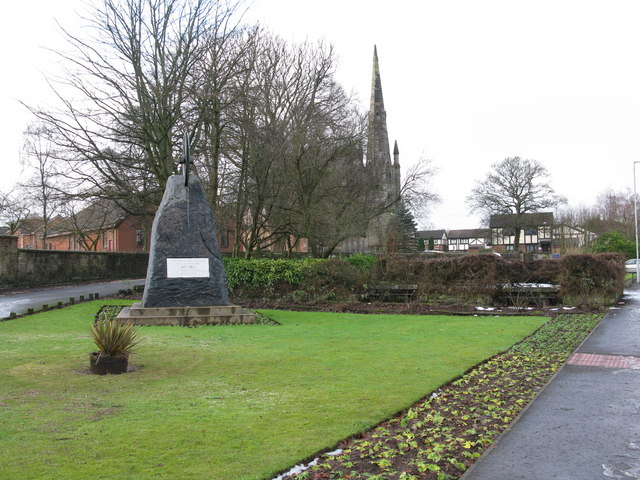 The stone memorial raised in 1977 for the centenary of the Blantyre colliery explosion of 1877.