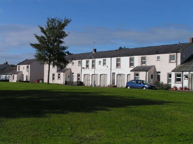A terrace of stone houses at Harriston, Aspatria, the colliery village built to serve the Brayton Domain mine.