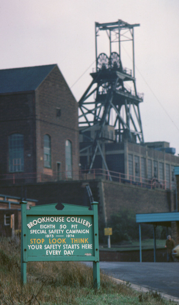 The downcast shaft at Brookhouse Colliery, South Yorkshire, in its industrial setting.