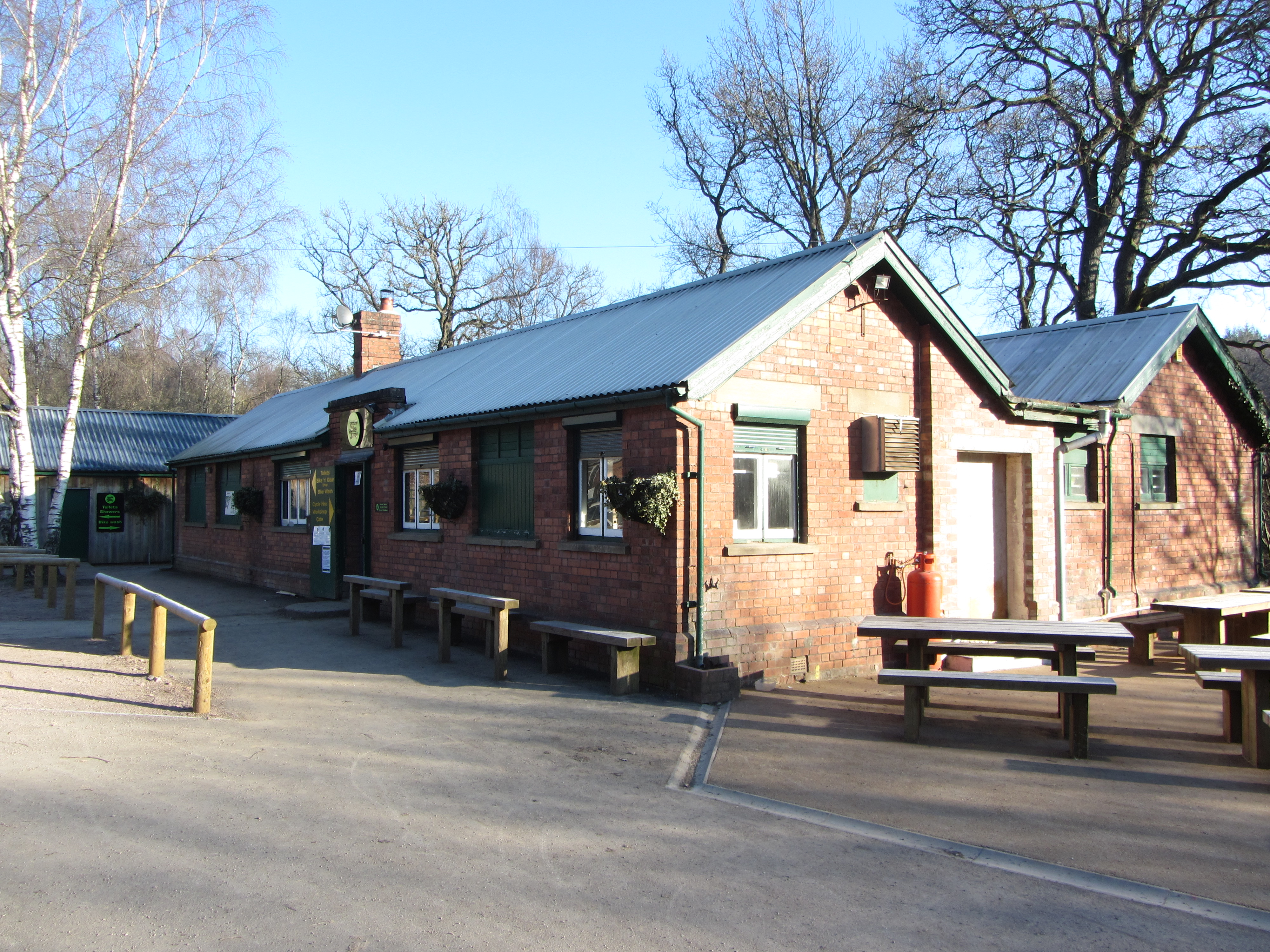 The former colliery office buildings at Cannop, now used as a cycle-hire centre.