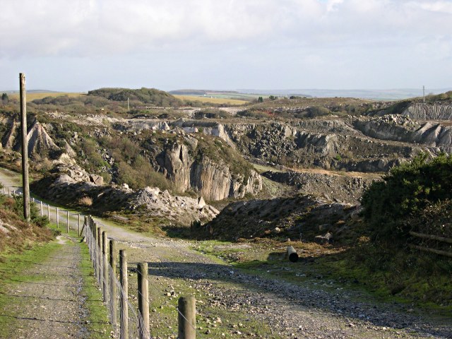 The flooded, overgrown Great Carclaze china clay pit near St Austell.