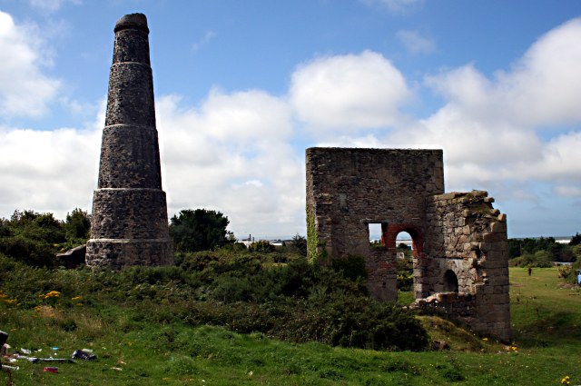 The surviving stone engine house at the northern foot of Carn Brea hill, Cornwall, the last standing structure of Carn Brea Mine