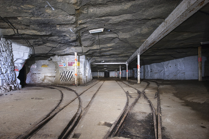 The disused underground galleries of the former RAF Chilmark ammunition depot.