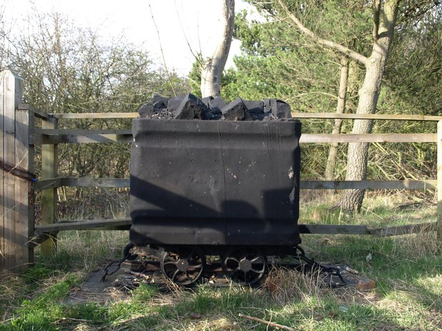 A coal tub memorial marking the former site of Choppington 'A' Pit, Northumberland