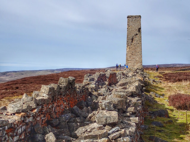 The restored 1848 chimney of Cobscar lead smeltmill, Redmire, North Yorkshire.
