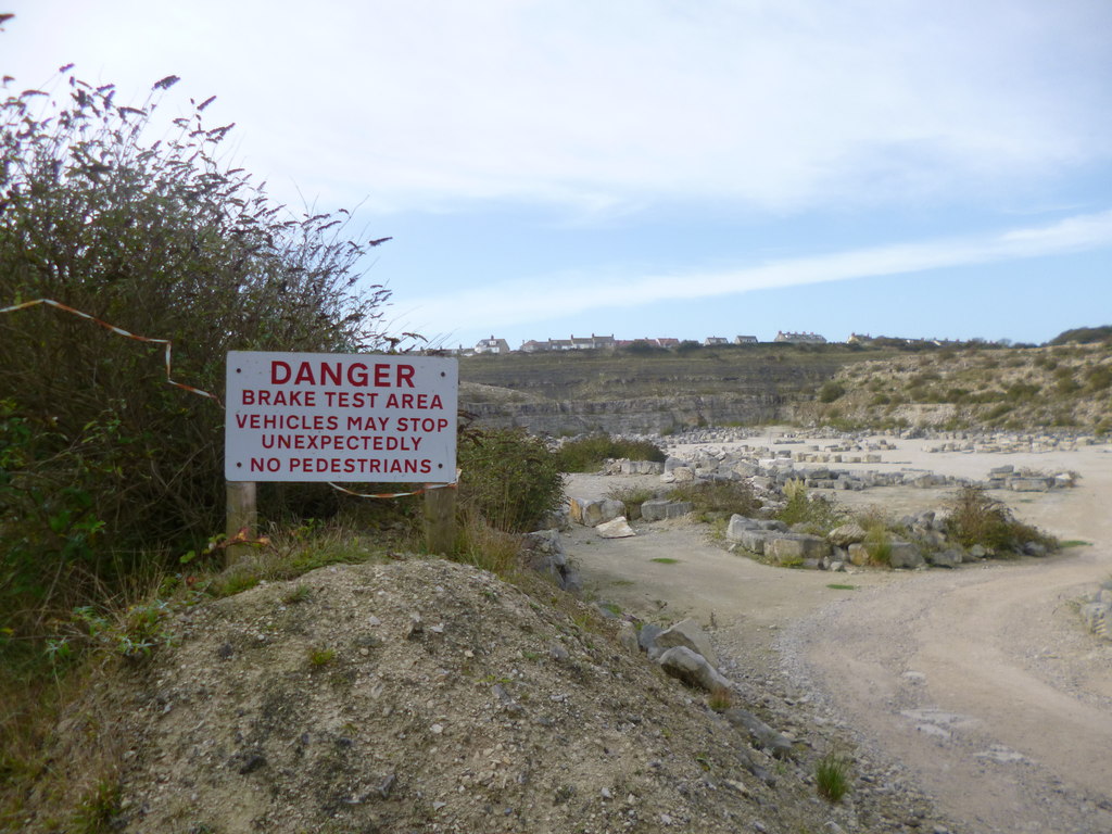 A warning sign at Coombefield Quarry, Southwell, Isle of Portland.