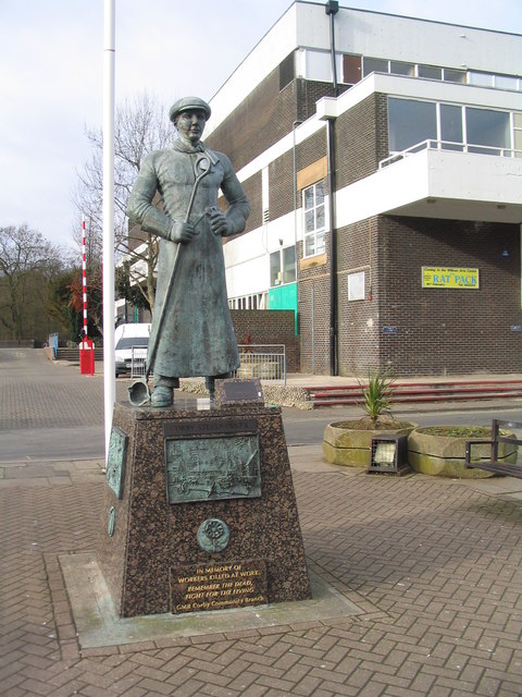 A memorial in Corby to the town's steelworkers, whose steelworks the surrounding ironstone quarries were dug to feed.