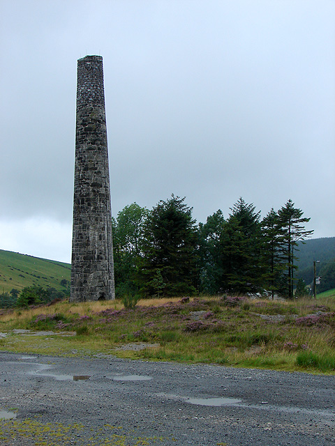 A surviving mine chimney in Cwmsymlog