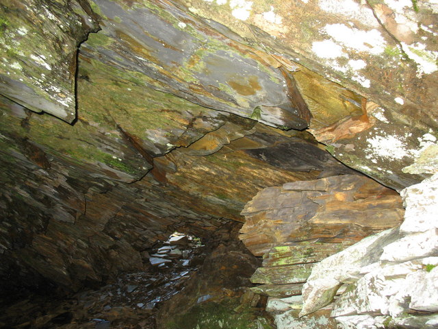 An adit (mine entrance tunnel) at Diphwys Casson Quarry, west of Llyn y Drum-boeth, near Blaenau Ffestiniog.
