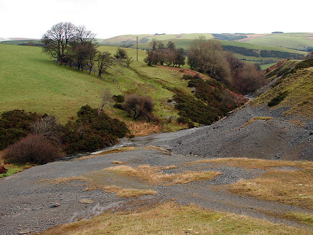 Surviving former mine workings on the hillside at Dylife.