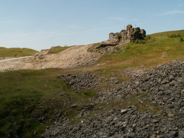The remains of the engine house at Esgair Hir lead mine.