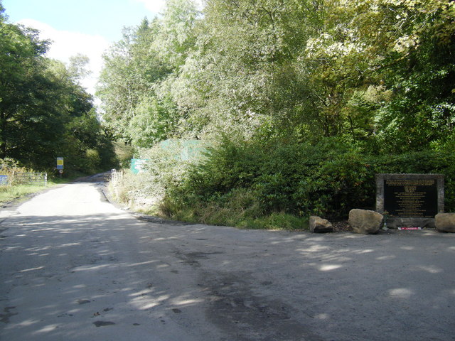 The Bill Shankly memorial standing beside the lane leading into the former village of Glenbuck, now surrounded by open-cast mining ground.
