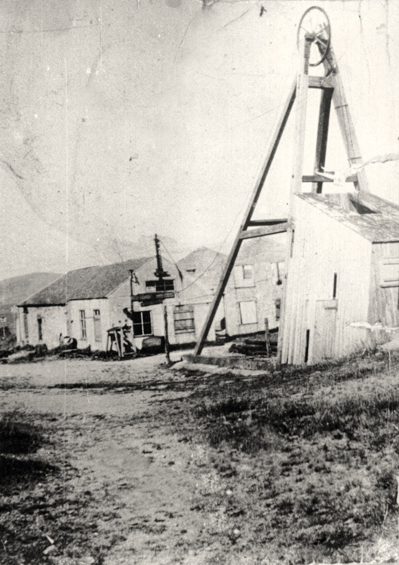 A circa-1900 photograph of Wilson's Shaft, part of the Glengonnar lead mining operations near Leadhills, South Lanarkshire.