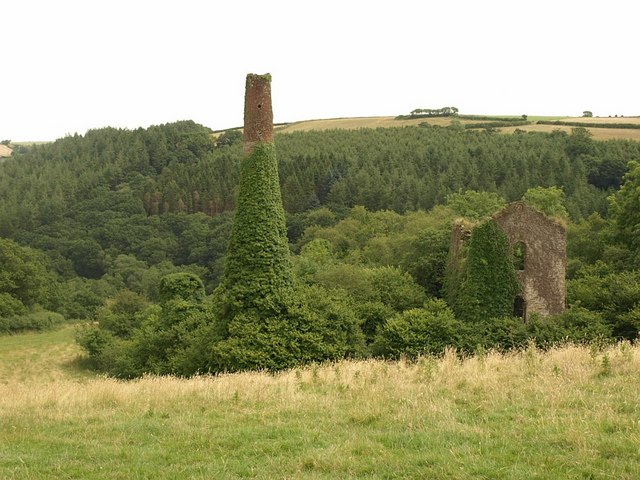 A surviving mine chimney at Herodsfoot Mine, Cornwall.