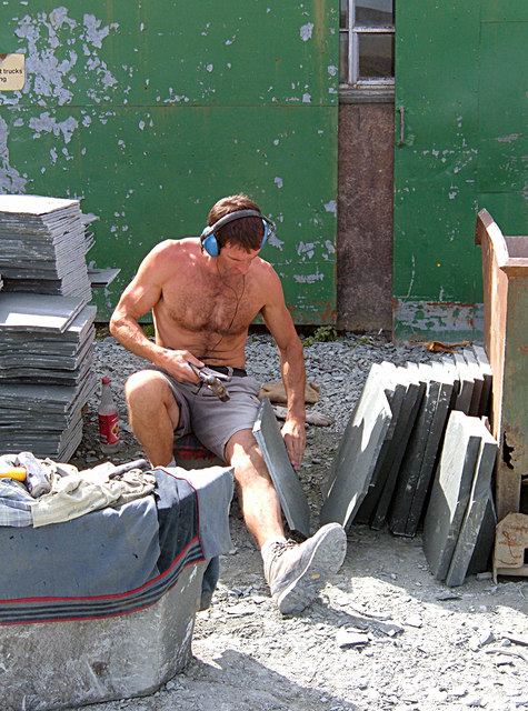 A slate worker at Honister — the last working slate mine in England.