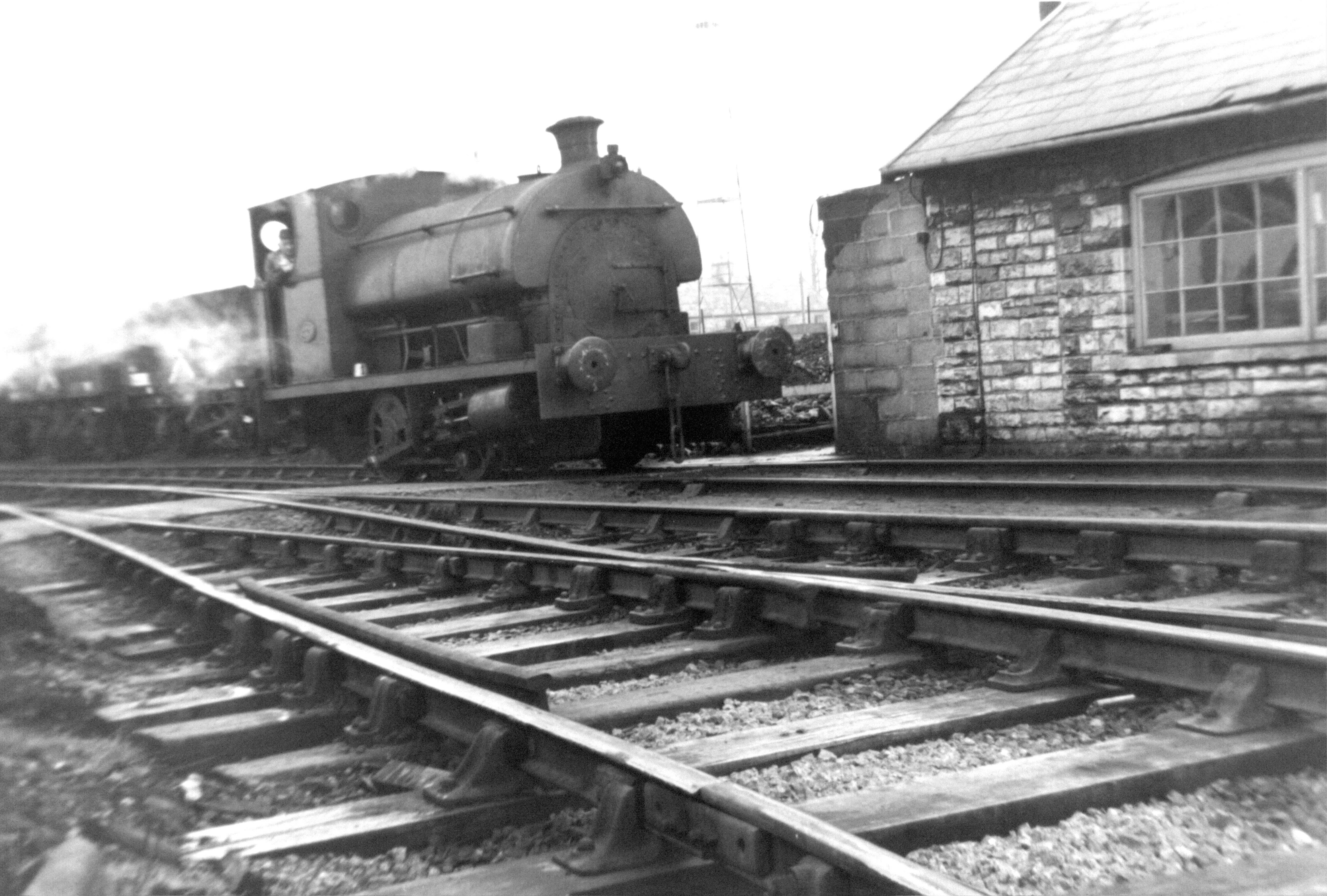 A steam locomotive shunting wagons in the surface yard at Kilmersdon Colliery in 1969, four years before the pit's closure.