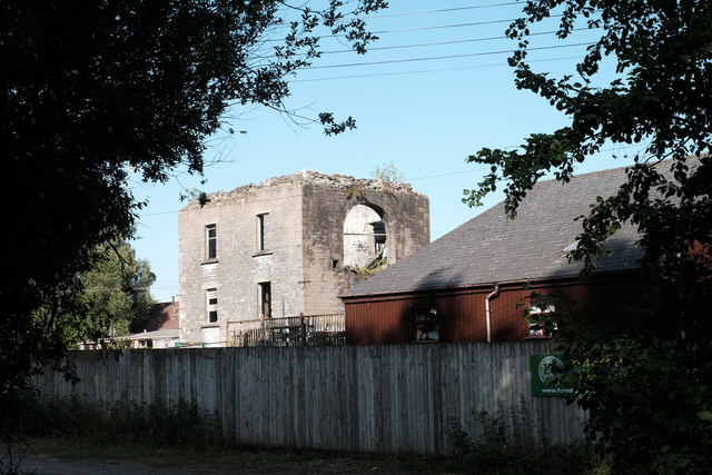The roofless stone pumping engine house at the former Lightmoor Colliery near Ruspidge, the last of its kind to survive in the Forest of Dean.
