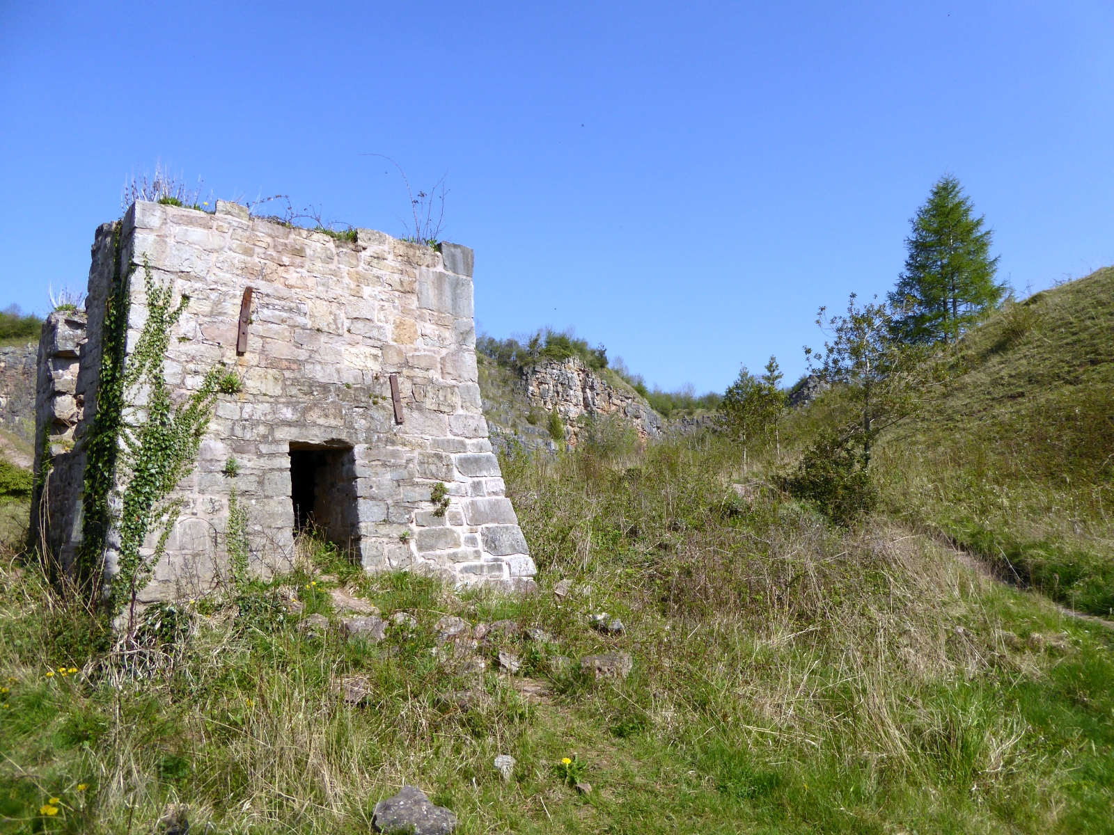 The entrance to the Welsh Quarry on Llanymynech Hill, one of the limestone workings that cut away the hill from the eighteenth century onwards.
