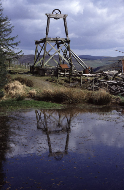 The reconstructed mine headgear at Llywernog Silver-Lead Mine Museum, Ceredigion.