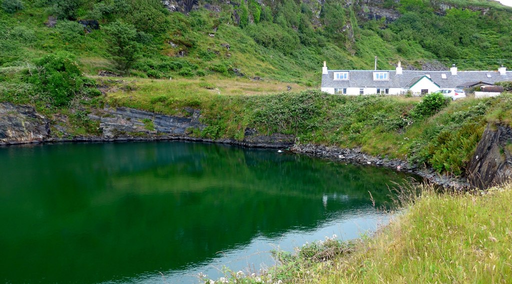 One of the flooded former slate quarries at Cullipool, on the Isle of Luing.