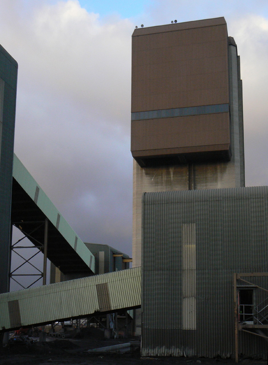 A winding tower at Maltby Colliery, South Yorkshire.