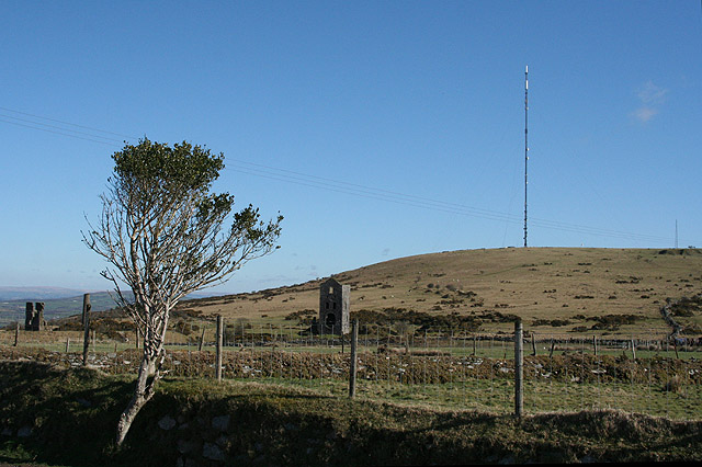 The ruined engine houses of Wheal Jenkin, the western workings absorbed into Marke Valley Mine in 1883, on Caradon Hill.