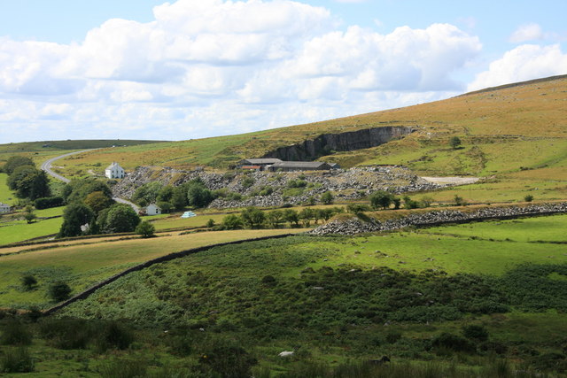 The abandoned and flooded workings of Merrivale Quarry on western Dartmoor, seen across the moor from Merrivale Warren.