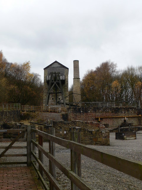 The restored Cornish pumping-engine house at Meadow Shaft, Minera Lead Mines.