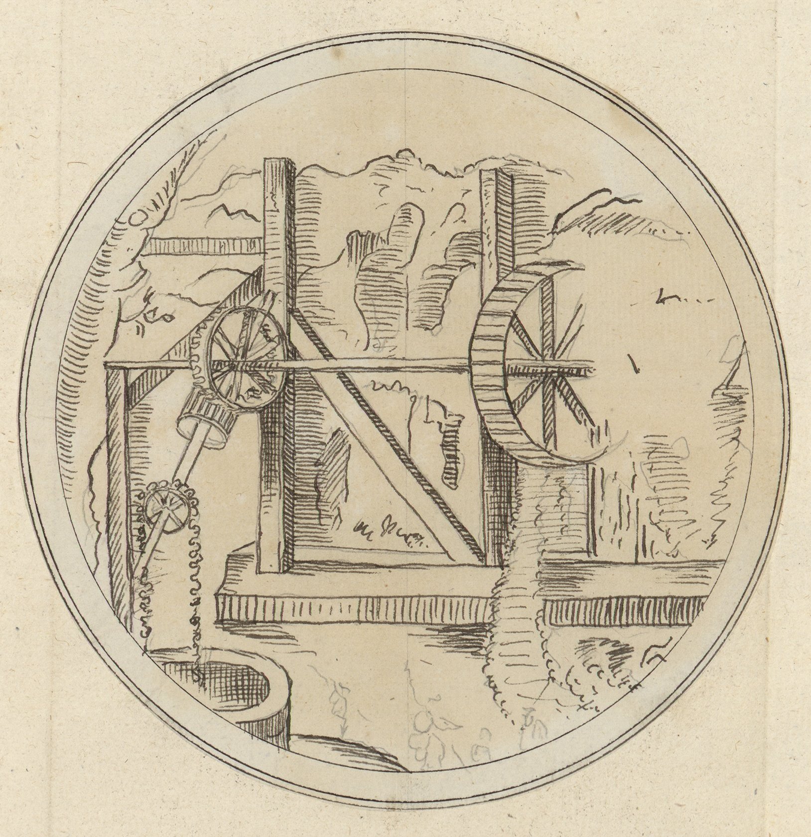 An eighteenth-century engraving of an early steam pumping engine at Mostyn Colliery, the pit that the Dee estuary broke into and destroyed in July 1884
