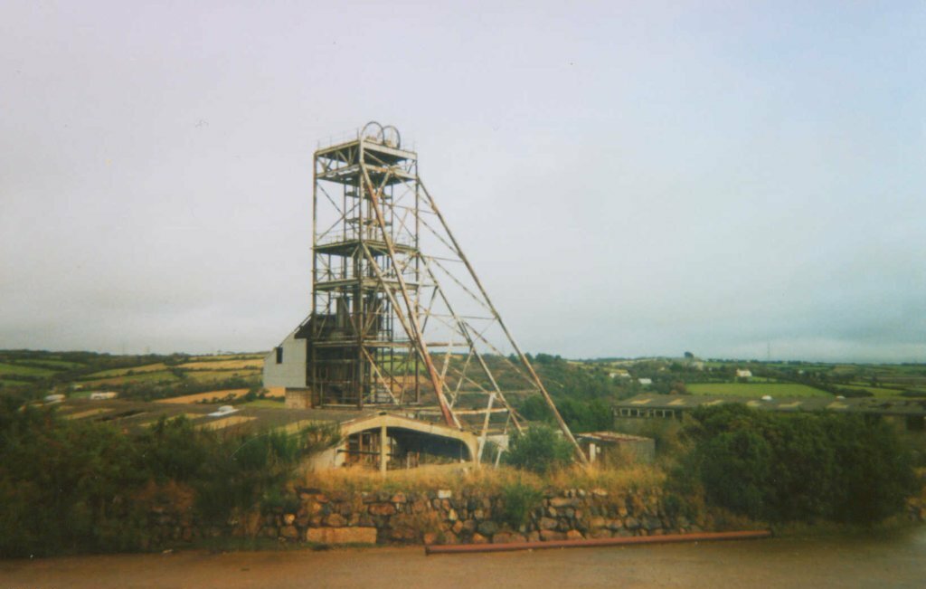 The headgear at Mount Wellington tin mine, Carnon Valley, Cornwall, photographed in 2000.