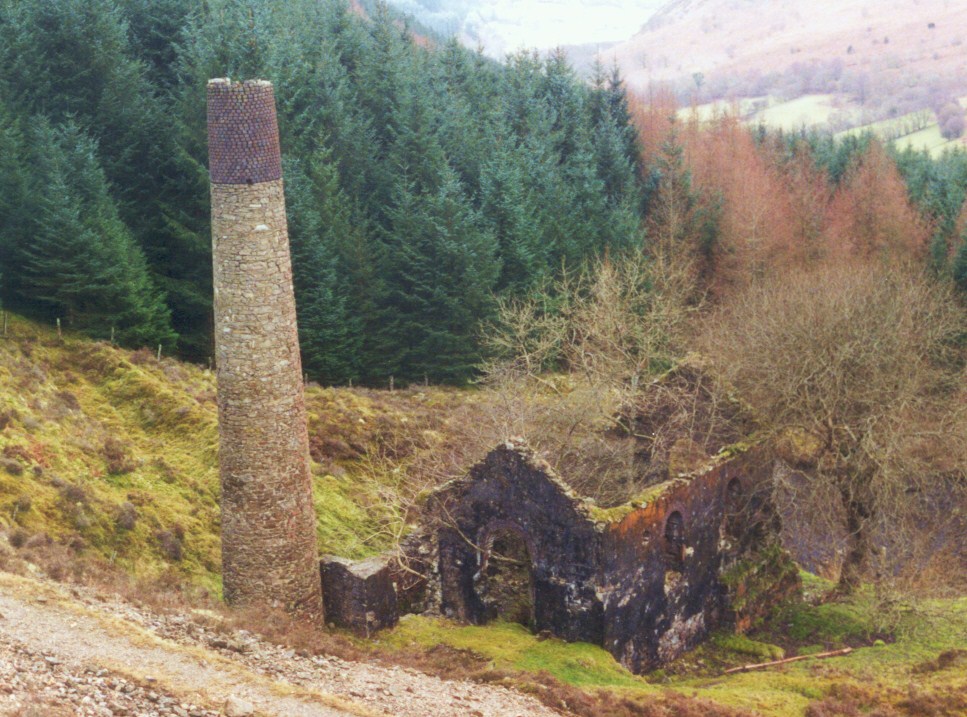 The ruined engine house at Nantymwyn Mine, above Rhandirmwyn.