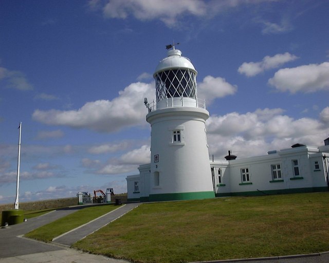 Pendeen Lighthouse, built directly over the former Pendeen Consols mine workings, on the Cornish coast near St Just.
