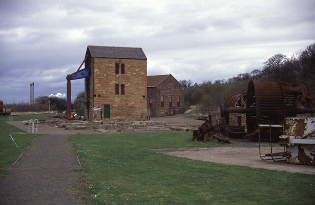 The preserved Cornish beam engine in its engine house at Prestongrange, the only one in Scotland.