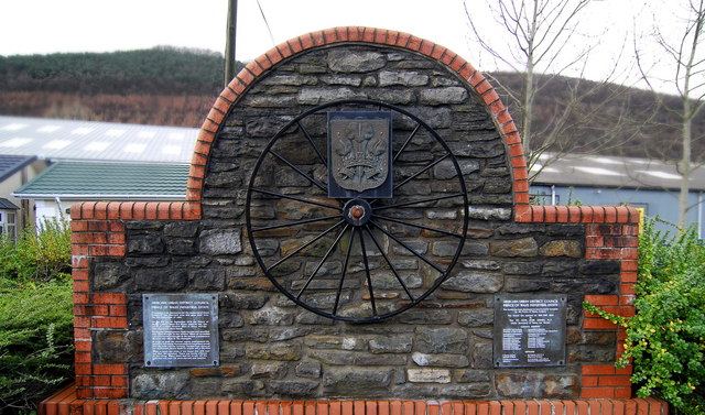 The stone memorial to the victims of the 1878 Abercarn colliery explosion, bearing the names of the dead.