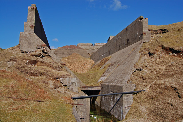 The surviving ore hopper at the former Raasay Iron Mine.
