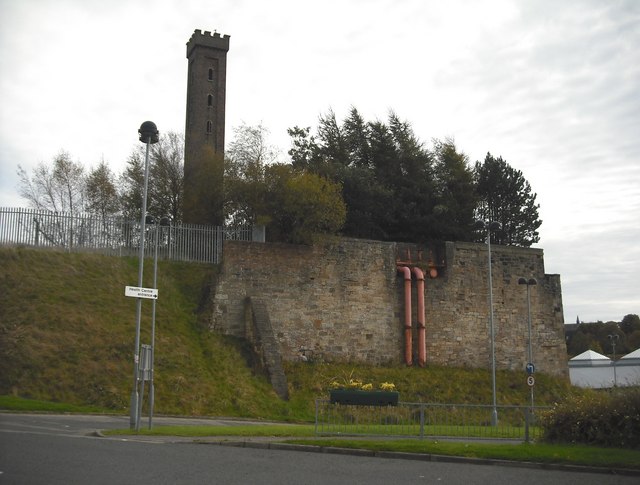 The brick hot-blast tower at the former Shotts Iron Works, which opened in 1802 and was largely demolished in the 1980s.