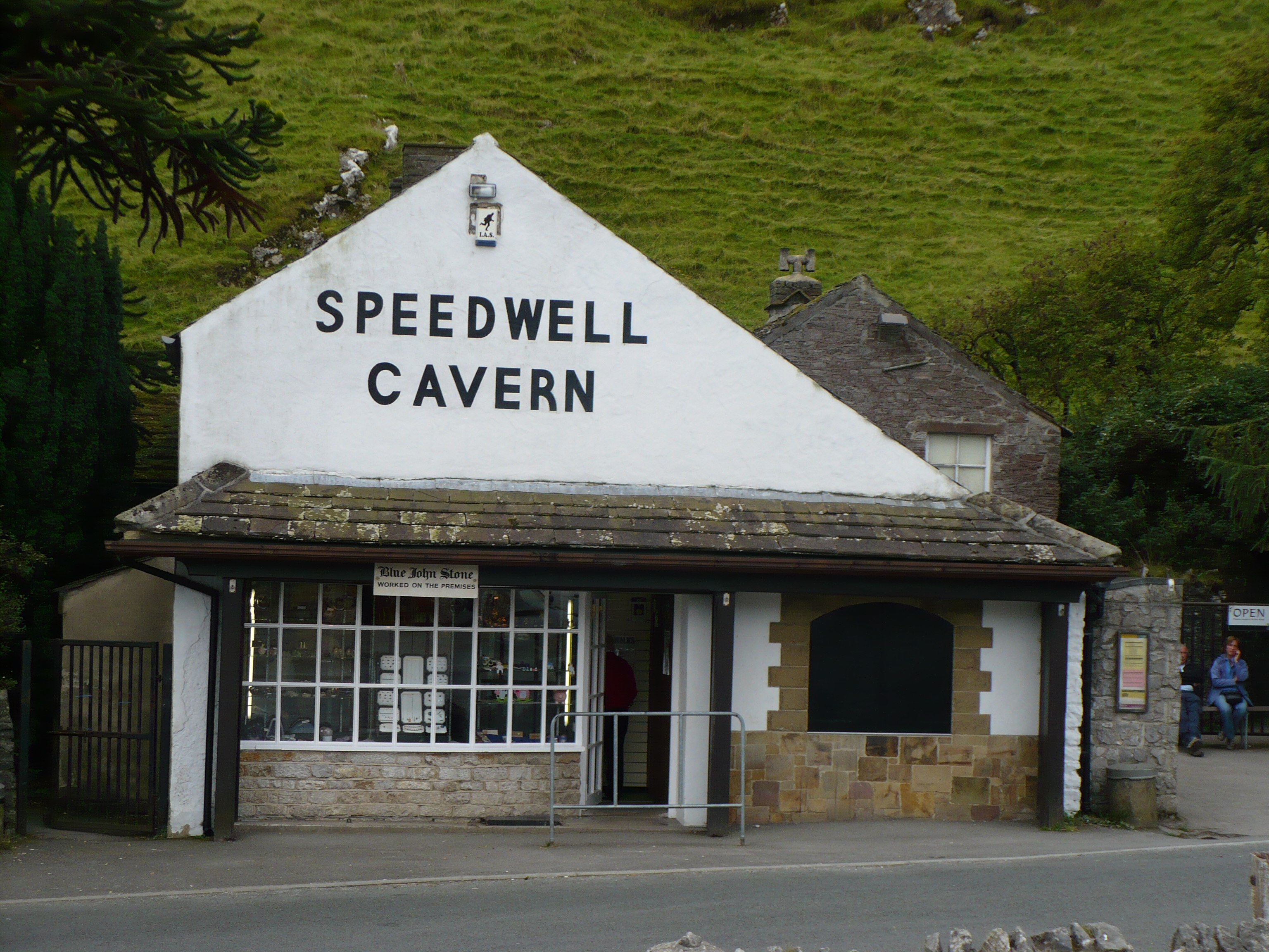 The entrance to Speedwell Cavern below Winnats Pass, Castleton, Derbyshire.