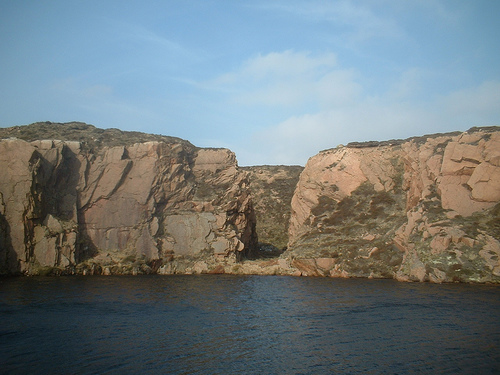 A water-filled former granite quarry pit at Stirling Hill, near Boddam, south of Peterhead.