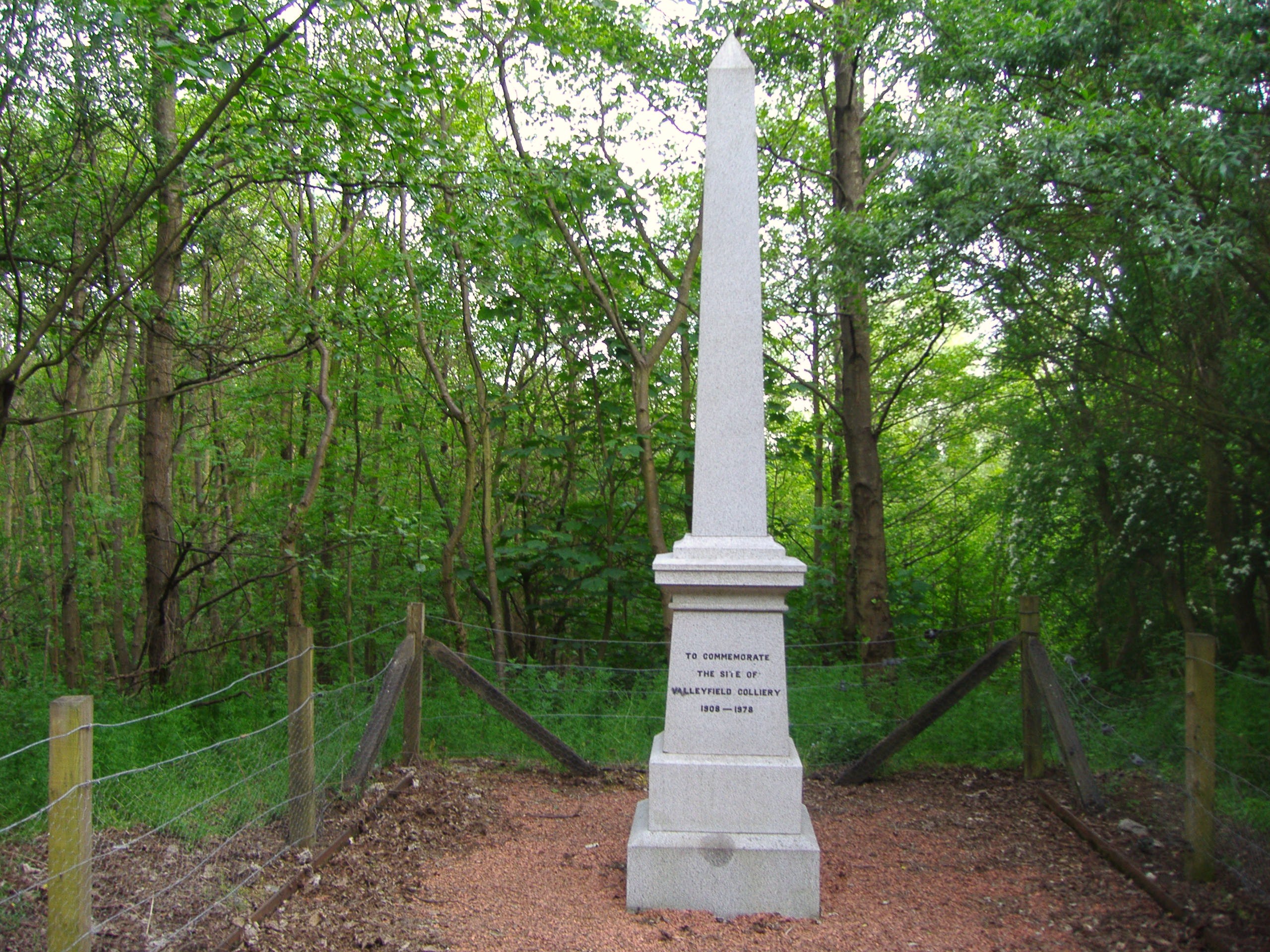 The cleared site of Valleyfield Colliery, with its memorial.