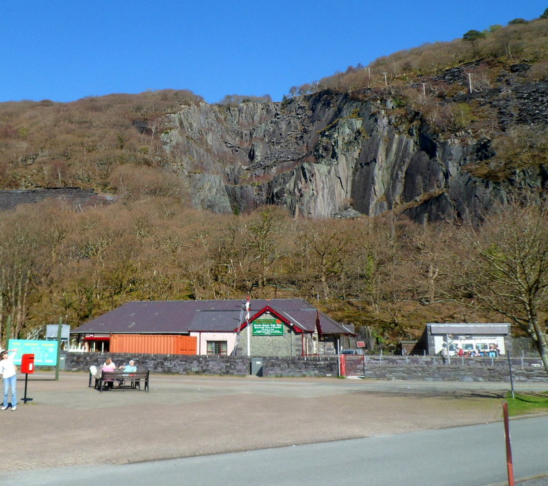 A view down into the disused, part-flooded Vivian slate quarry from Padarn Country Park, Llanberis.