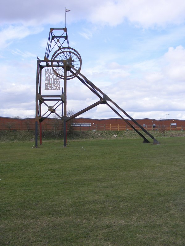 The 2010 memorial pithead sculpture marking the site of Walsall Wood Colliery, next to Oak Park Leisure Centre