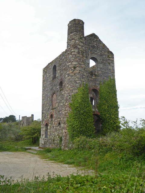The surviving Cornish engine house at Lyle's Shaft, Wheal Basset, Carnkie, Cornwall.